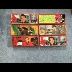 6 Elbis Presley Christmas Candy Tins without candy) by Russell Stover